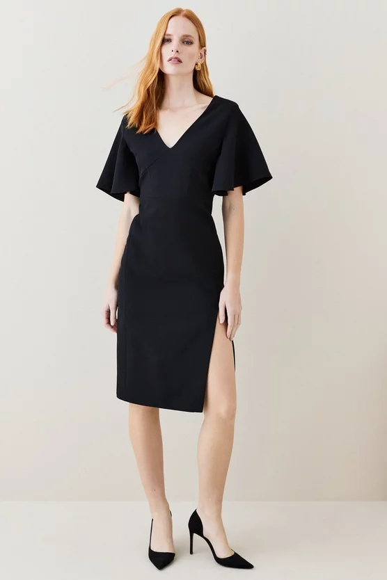 Hot Sale ๐ Karen Millen Structured Crepe Angel Sleeve Pencil Midi ๐ Dress ๐ 3 Hot Sale ๐ Karen Millen Structured Crepe Angel Sleeve Pencil Midi ๐ Dress ๐