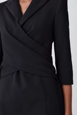 New ✔️ Karen Millen Compact Crepe Wrap Waist Pencil Midi 👗 Dress 🥰 -OCCASION DRESSES Sale2023 bkk07100 black xl 5