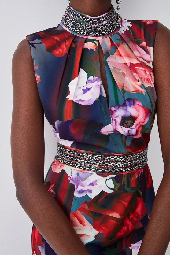 Deals ❤️ Karen Millen Diamante Trim Floral Woven Maxi 👗 Dress 🔥 4 Deals ❤️ Karen Millen Diamante Trim Floral Woven Maxi 👗 Dress 🔥 - Image 2