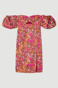 Best Sale ⭐ Karen Millen Italian Signature Stretch Chain Bardot Pencil Midi 👗 Dress 👏 -OCCASION DRESSES Sale2023 bkk07145 pink xl 3