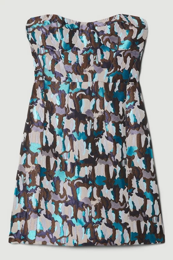 Cheap ✔️ Karen Millen Marble Jacquard Bustier Mini 👗 Dress 😀 6 Cheap ✔️ Karen Millen Marble Jacquard Bustier Mini 👗 Dress 😀 - Image 4