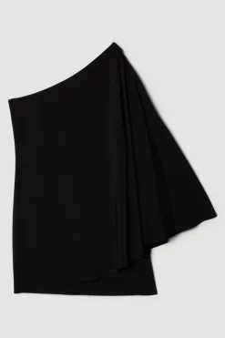 New 😍 Karen Millen Compact Viscose One Shoulder Cape Mini 👗 Dress 🤩 -OCCASION DRESSES Sale2023 bkk07167 black xl 3