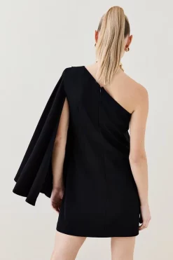 New 😍 Karen Millen Compact Viscose One Shoulder Cape Mini 👗 Dress 🤩 -OCCASION DRESSES Sale2023 bkk07167 black xl 4