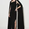 Discount 🧨 Karen Millen Compact Viscose Cape Maxi 👗 Dress ❤️ -OCCASION DRESSES Sale2023 bkk07168 black xl
