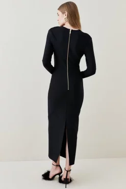 New ❤️ Karen Millen Bandage Form Fitting Deep V-neck Midaxi 👗 Dress 🛒 -OCCASION DRESSES Sale2023 bkk07173 black xl 4