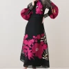 Cheap 🌟 Karen Millen Applique Organdie Buttoned Woven Maxi ✨ -OCCASION DRESSES Sale2023 bkk07223 berry xl