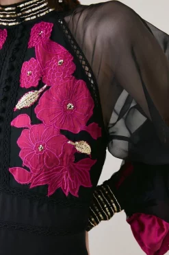 Cheap 🌟 Karen Millen Applique Organdie Buttoned Woven Maxi ✨ -OCCASION DRESSES Sale2023 bkk07223 berry xl 2