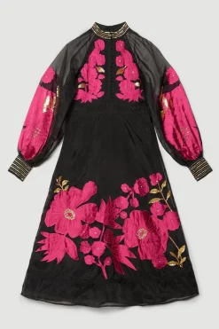 Cheap 🌟 Karen Millen Applique Organdie Buttoned Woven Maxi ✨ -OCCASION DRESSES Sale2023 bkk07223 berry xl 3