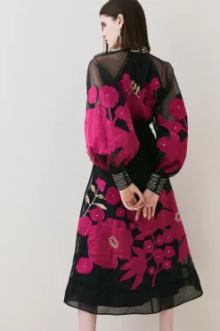 Cheap 🌟 Karen Millen Applique Organdie Buttoned Woven Maxi ✨ -OCCASION DRESSES Sale2023 bkk07223 berry xl 4