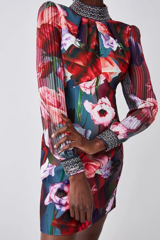 Outlet ๐ Karen Millen Tall Diamante Trim Floral Woven Mini ๐ Dress ๐คฉ 4 Outlet ๐ Karen Millen Tall Diamante Trim Floral Woven Mini ๐ Dress ๐คฉ - Image 2