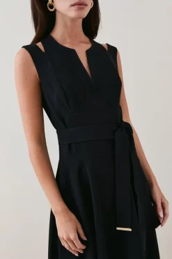 Top 10 👏 Karen Millen Petite Compact Viscose Waterfall Midi 👗 Dress 😍 -OCCASION DRESSES Sale2023 bkk07233 black xl 4