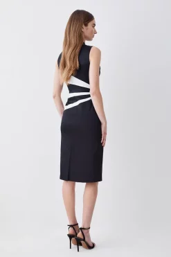 Buy 🤩 Karen Millen Italian Structured Satin Bow Pencil Midi 👗 Dress 🔥 -OCCASION DRESSES Sale2023 bkk07238 mono xl 2