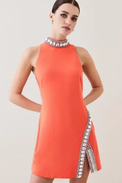 Brand new ✨ Karen Millen Petite Crystal Embellished Woven Mini 👗 Dress 😉 -OCCASION DRESSES Sale2023 bkk07281 red xl 2