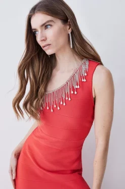 Wholesale ✨ Karen Millen Bandage Diamante Trim One Shoulder High Low Midi 👗 Dress 🛒 -OCCASION DRESSES Sale2023 bkk07312 orange xl 4