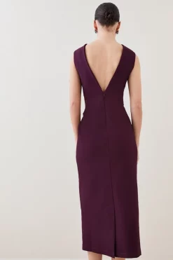 Top 10 😍 Karen Millen Petite Lace Front Diamante Jersey Midi 👗 Dress 😀 -OCCASION DRESSES Sale2023 bkk07315 burgundy xl 2