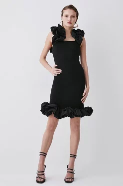 New 😍 Karen Millen Taffeta Detail Ponte Mini 👗 Dress 😉