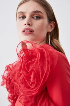 Brand new 💯 Karen Millen Tulle Detail Ponte Mini 👗 Dress 💯 -OCCASION DRESSES Sale2023 bkk07358 pink xl 4