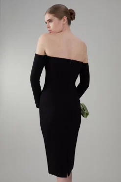 Budget 😉 Karen Millen Appliqued Rose Ponte Midi 👗 Dress 🛒 -OCCASION DRESSES Sale2023 bkk07360 green xl 2