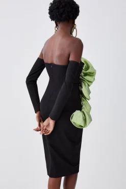 Budget 😉 Karen Millen Appliqued Rose Ponte Midi 👗 Dress 🛒 -OCCASION DRESSES Sale2023 bkk07360 green xl 4