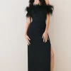 Cheap ⌛ Karen Millen Feather Bardot Stretch Crepe Maxi 👗 Dress 👏