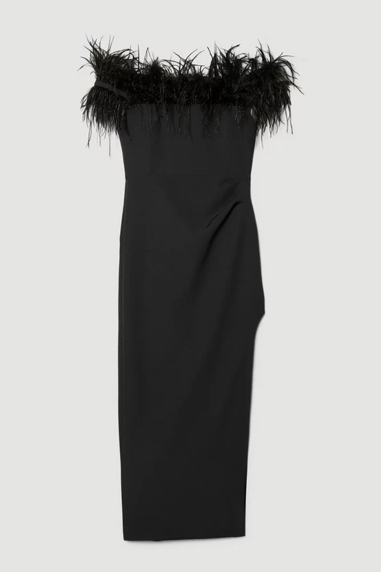 Cheap โ Karen Millen Feather Bardot Stretch Crepe Maxi ๐ Dress ๐ 6 Cheap โ Karen Millen Feather Bardot Stretch Crepe Maxi ๐ Dress ๐ - Image 4