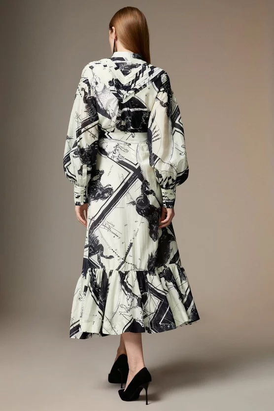 Outlet 🥰 Karen Millen Petite British Museum Silk Cotton Star Mapped Woven Maxi 👗 Dress 🔥 6 Outlet 🥰 Karen Millen Petite British Museum Silk Cotton Star Mapped Woven Maxi 👗 Dress 🔥 - Image 4