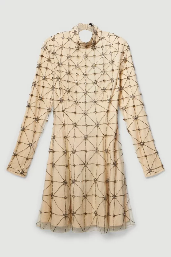 Best Sale ⌛ Karen Millen Lydia Millen Embellished Tie Neck Detail Woven Mini 👗 Dress 👍 7 Best Sale ⌛ Karen Millen Lydia Millen Embellished Tie Neck Detail Woven Mini 👗 Dress 👍 - Image 5