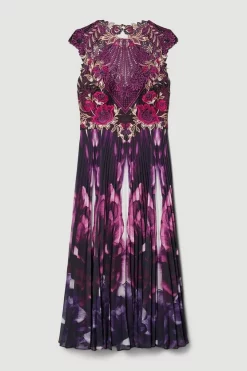 Cheapest 🔥 Karen Millen Petite Metallic Guipure Lace Mirrored Midi 👗 Dress 😍 -OCCASION DRESSES Sale2023 bkk07410 purple xl 3