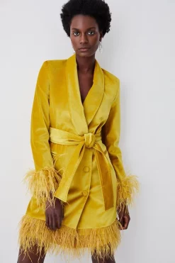 New 🎉 Karen Millen Velvet Sleeved Belted Mini Tux 👗 Dress 🥰 -OCCASION DRESSES Sale2023 bkk07448 lime xl 2