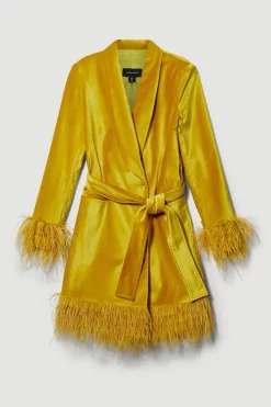 New 🎉 Karen Millen Velvet Sleeved Belted Mini Tux 👗 Dress 🥰 -OCCASION DRESSES Sale2023 bkk07448 lime xl 3