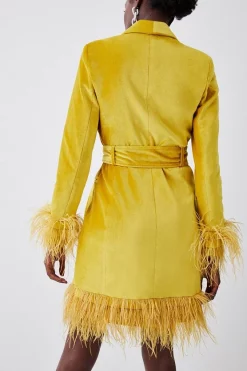 New 🎉 Karen Millen Velvet Sleeved Belted Mini Tux 👗 Dress 🥰 -OCCASION DRESSES Sale2023 bkk07448 lime xl 5