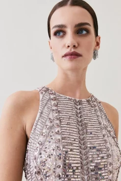 Buy ✔️ Karen Millen Petite Embellished Halter Fringed Mini 👗 Dress 😉 -OCCASION DRESSES Sale2023 bkk07530 blush xl 2