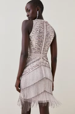 Promo 🔥 Karen Millen Embellished Halter Fringed Mini 👗 Dress 😍 10 Promo 🔥 Karen Millen Embellished Halter Fringed Mini 👗 Dress 😍 -OCCASION DRESSES Sale2023 bkk07531 blush xl 2