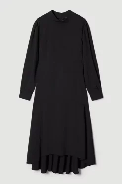 Top 10 ✔️ Karen Millen Soft Tailored High Low Sleeved Midi 👗 Dress ✔️ -OCCASION DRESSES Sale2023 bkk07536 black xl 3