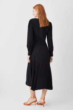 Outlet 🌟 Karen Millen Soft Tailored Wrap Sleeved High Low Midi 👗 Dress ⌛ -OCCASION DRESSES Sale2023 bkk07537 black xl 2