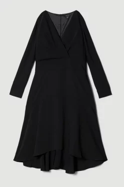 Outlet 🌟 Karen Millen Soft Tailored Wrap Sleeved High Low Midi 👗 Dress ⌛ -OCCASION DRESSES Sale2023 bkk07537 black xl 3