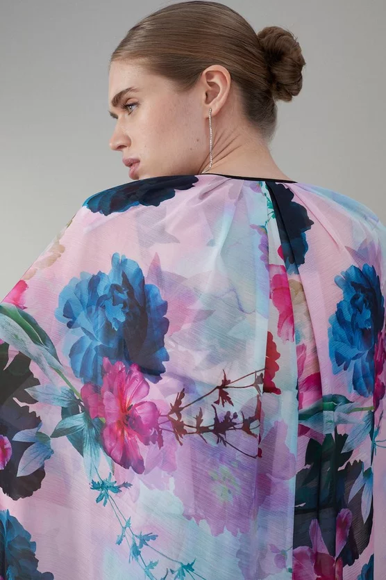 Top 10 ⌛ Karen Millen Floral Pleat Corset Cape Woven Maxi 👗 Dress 🥰 7 Top 10 ⌛ Karen Millen Floral Pleat Corset Cape Woven Maxi 👗 Dress 🥰 - Image 5