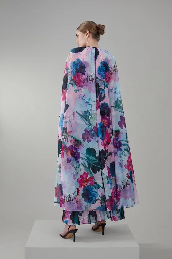 Top 10 ⌛ Karen Millen Floral Pleat Corset Cape Woven Maxi 👗 Dress 🥰 9 Top 10 ⌛ Karen Millen Floral Pleat Corset Cape Woven Maxi 👗 Dress 🥰 - Image 7