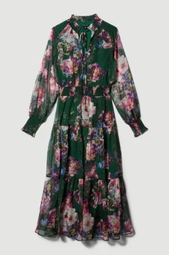Cheapest 🥰 Karen Millen Floral Shirred Detail Woven Maxi 👗 Dress 🎉 -OCCASION DRESSES Sale2023 bkk07580 floral xl 3