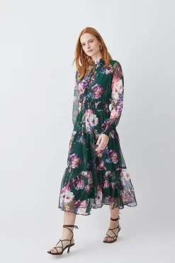Cheapest 🥰 Karen Millen Floral Shirred Detail Woven Maxi 👗 Dress 🎉 -OCCASION DRESSES Sale2023 bkk07580 floral xl 4