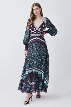 Best Sale 😀 Karen Millen Baroque Embroidered And Bead Woven Midi 👗 Dress 🥰