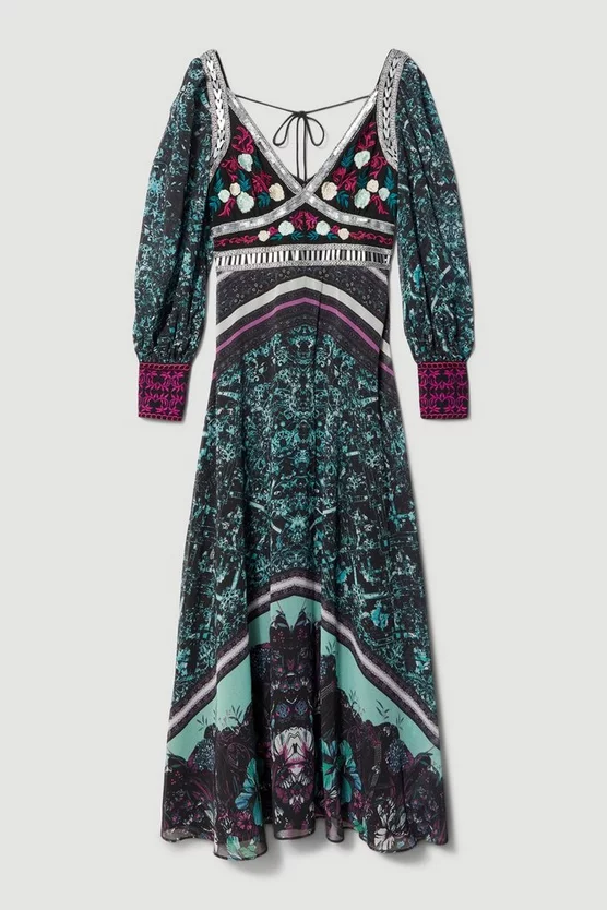 Best Sale ๐ Karen Millen Baroque Embroidered And Bead Woven Midi ๐ Dress ๐ฅฐ 6 Best Sale ๐ Karen Millen Baroque Embroidered And Bead Woven Midi ๐ Dress ๐ฅฐ - Image 4