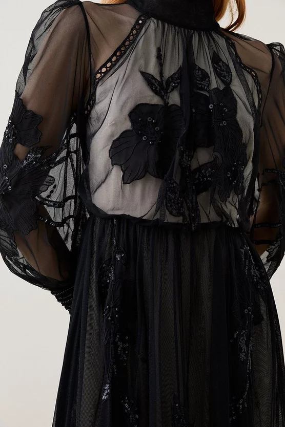 Best Sale ๐ฏ Karen Millen Lydia Millen Tall Floral Applique Mesh Woven Midi ๐ Dress ๐ 4 Best Sale ๐ฏ Karen Millen Lydia Millen Tall Floral Applique Mesh Woven Midi ๐ Dress ๐ - Image 2