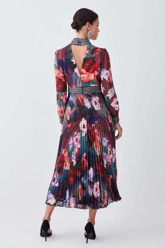 New 👏 Karen Millen Petite Diamante Trim Floral Woven Maxi 👗 Dress 😉 5 New 👏 Karen Millen Petite Diamante Trim Floral Woven Maxi 👗 Dress 😉 - Image 3