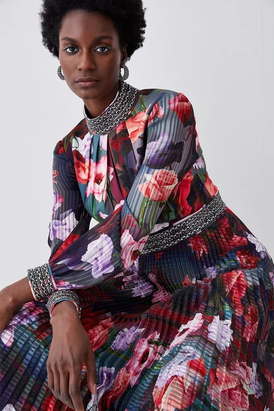 New 👏 Karen Millen Diamante Trim Floral Woven Maxi 👗 Dress 🎁 5 New 👏 Karen Millen Diamante Trim Floral Woven Maxi 👗 Dress 🎁 - Image 3