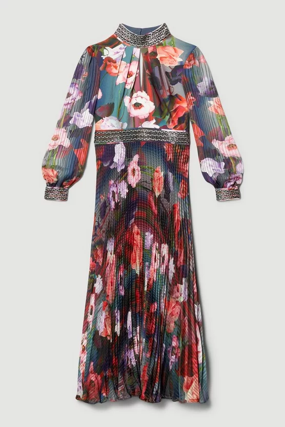 New 👏 Karen Millen Diamante Trim Floral Woven Maxi 👗 Dress 🎁 6 New 👏 Karen Millen Diamante Trim Floral Woven Maxi 👗 Dress 🎁 - Image 4