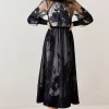 Budget 🥰 Karen Millen Lydia Millen Floral Applique Mesh Woven Midi 👗 Dress ✔️ -OCCASION DRESSES Sale2023 bkk07616 mono xl
