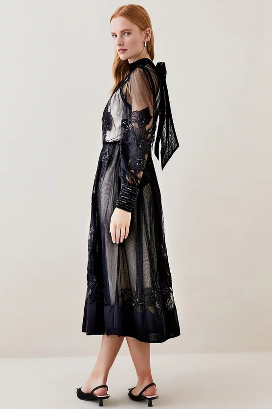 Budget ๐ฅฐ Karen Millen Lydia Millen Floral Applique Mesh Woven Midi ๐ Dress โ๏ธ 6 Budget ๐ฅฐ Karen Millen Lydia Millen Floral Applique Mesh Woven Midi ๐ Dress โ๏ธ - Image 4