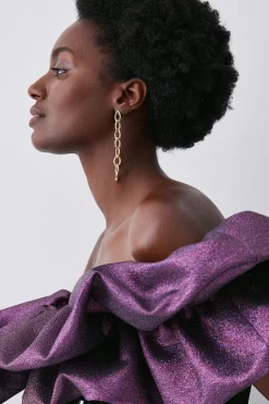 Outlet ⭐ Karen Millen Jacquard Contrast Ruffle Bardot Midi 👗 Dress 👍 -OCCASION DRESSES Sale2023 bkk07623 black xl 2