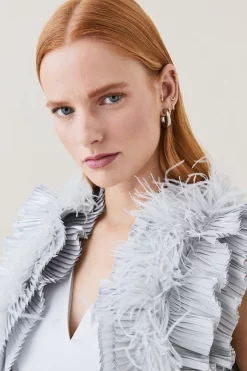 Outlet 🤩 Karen Millen Lydia Millen Metallic Feather Ruffle Woven Maxi 👗 Dress 💯 11 Outlet 🤩 Karen Millen Lydia Millen Metallic Feather Ruffle Woven Maxi 👗 Dress 💯 -OCCASION DRESSES Sale2023 bkk07660 metallic20silver xl 3